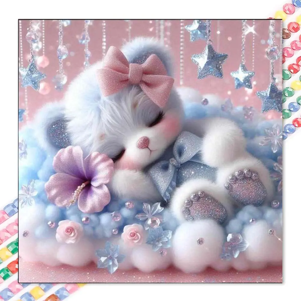 1pcs 5D DIY diamond painting kit, 5D diamond art kit, DIY decoration, baby bear, bow, star diamond painting full round drill DIY, mosaic, diamond art, Diy Diamond Arts, DIY art home decoration, suitable for Halloween and Christmas, Handicraft, Handcraft