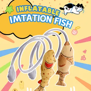 Interactive Cat Teaser Toy – Soft Plush Animal Design, Durable Chew-Friendly Fabric, Extra-Long Play Rope – Perfect for Indoor Exercise, Chasing, Kicking & Solo Play – Groundhog/Capybara/Koi/Bee Catfish/Ladybug Cat