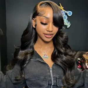 Body Wave 13x4 13x6 Transparent Lace Frontal Wig Human Hair Wigs For Black Women Pre Plucked Remy Hair Body Wave 13X4 HD Lace Wig 180 Density Natural-colored Wig With Baby Hair