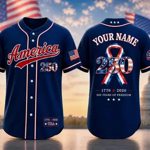 America 250 Baseball Jersey, Personalized USA 250th Anniversary Shirt, 1776 2026 Patriotic Gift