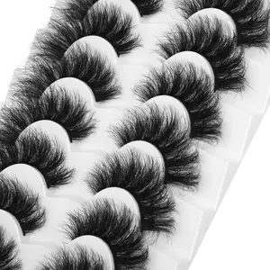 7 Pairs Fake Lashes Fluffy High Quality Eyelashes False Eyelashes Thick Volume Dramatic Cat Eye Lashes Long Strip Wispy Lashes Pack