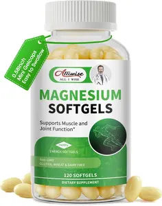 Magnesium Glycinate 500mg Softgels Supplement, Small Easy to Swallow Magnesium Gelcaps High Absorption for Night Leg&Sleep Support, Muscle&Bone, Calm, Non GMO, 120 Capsules