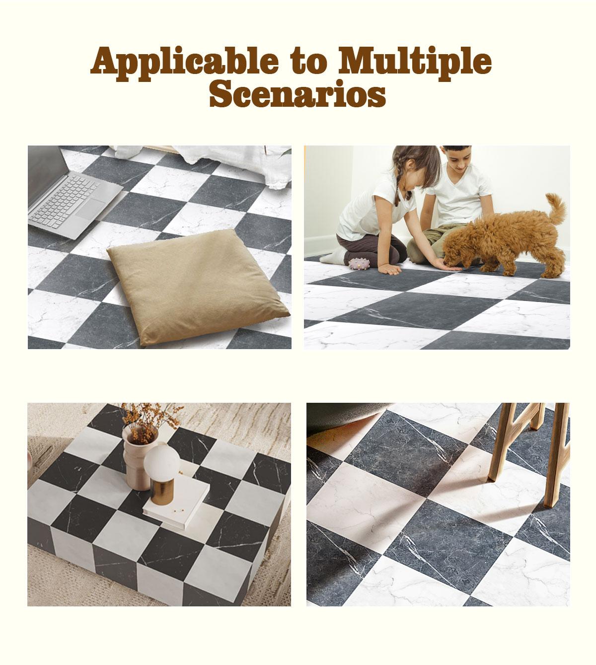 Art3d 12"x12" 30-Pack Peel and Stick Vinyl Tiles, Waterproof Self-Adhesive Checkerboard Tiles, Victorian tile floors, Black & White Marble Pattern