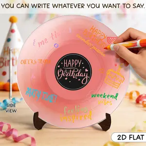 1 set of Acrylic Vinyl Record Birthday Guest Book, Includes 4 Erasable Markers, Birthday party decorations, 1975 Birthday Party Poster Sign with Stand, A Large Guestbook Alternative for Celebration Cards, Universal Holidays & Carnival Theme