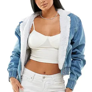 Denim Zip Up Jacket with Sherpa Lining