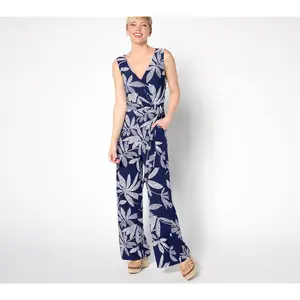 Dennis Basso Petite Printed Italia Knit Jumpsuit