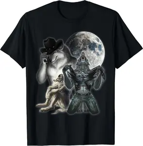 Cringe Alpha Wolf Meme Werewolf T-Shirt, Funny Gift Shirt, Cotton, Crewneck, Size S-3XL, Menswear Top