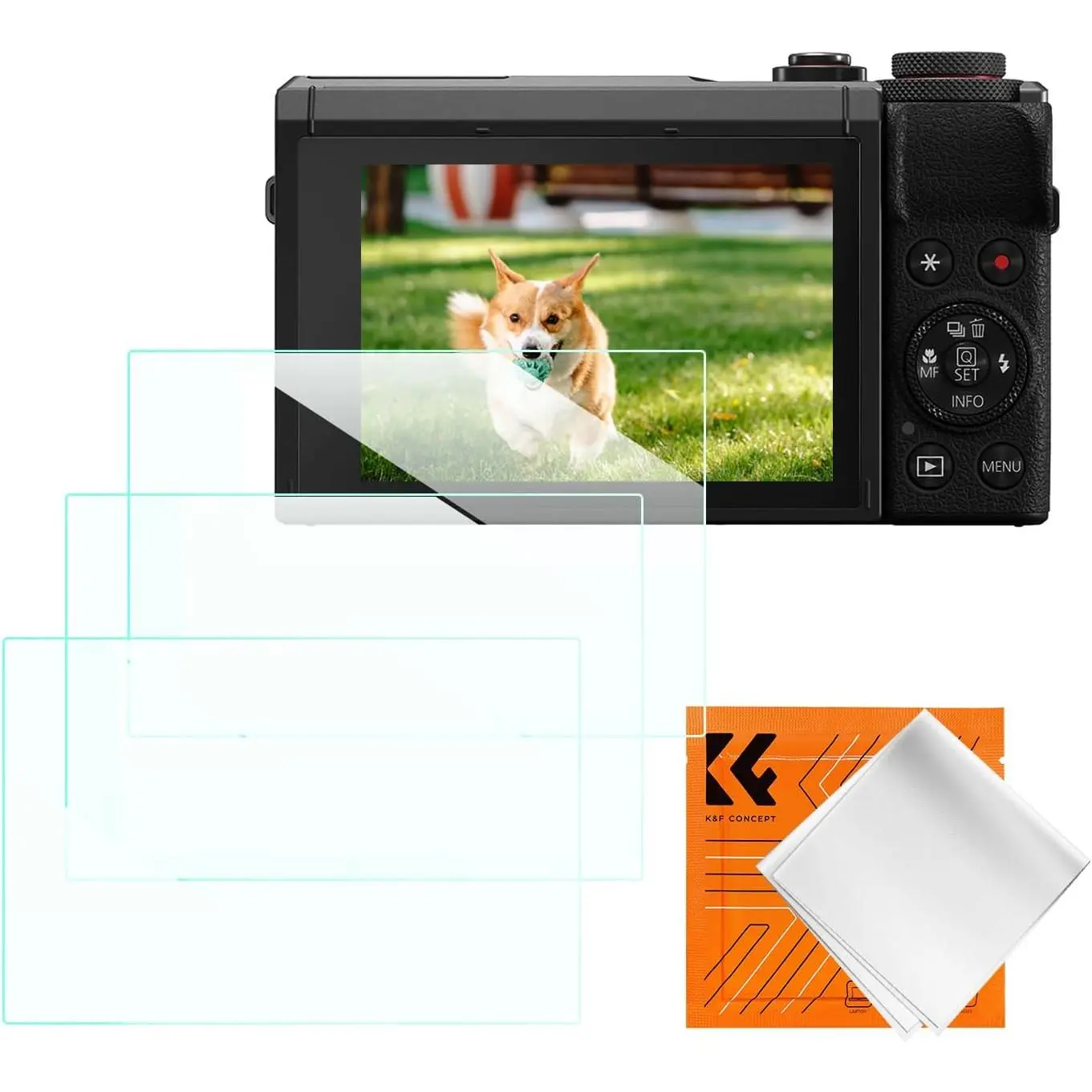K&F CONCEPT 3-Pack Camera Screen Protector Cover, 0.3mm 9H Hardness Tempered Glass for Canon G7X III, Anti-Scratch, Bubble-Free Photography Tool with Cleaning Cloth Accessory