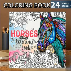 Adult Coloring Book with 24 Horse Patterns - Mandala and Horse Theme Coloring Pages, Suitable for Adults, Horse Anatomy Coloring Paper (Gift for Equestrian Enthusiasts)