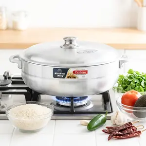 Kitchen King Caldero Pots 8-20 Inches Modern Hygienic Cooking Pots with Lid Heavy Duty Aluminium Cookware for Gas & Electric Stovetops - Smooth
