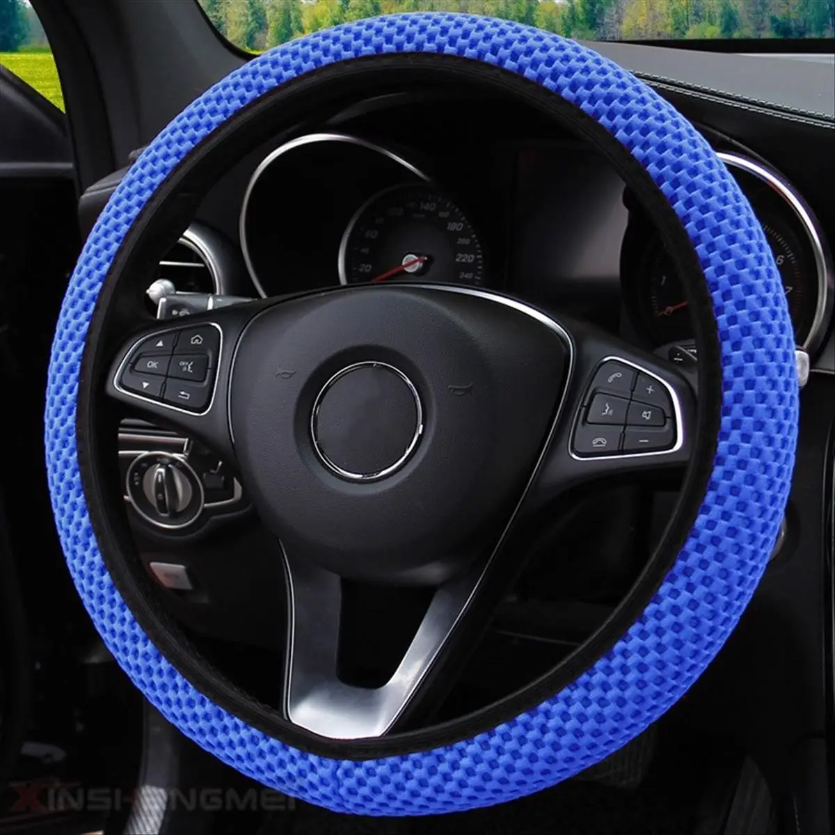 Textured Car Steering Wheel Cover, Plain Breathable Car Steering Wheel Cover, Anti-slip Steering Wheel Cover for Universal Car Interior Accessories