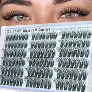 Goddvenus Wispy Natural Lash Clusters 12-14-16mm CC Curl DIY Cluster Eyelash Extensions for Clean Makeup, Individual False Eyelashes Cat Eye Lash Clusters 126pcs