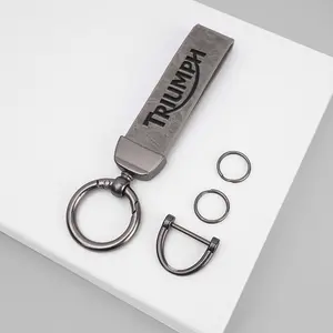 Vintage Leather Embossed Car Emblem Keychain, Auto Logo Key Ring for Triumph Speed Four & More, Perfect Gift for Men Women