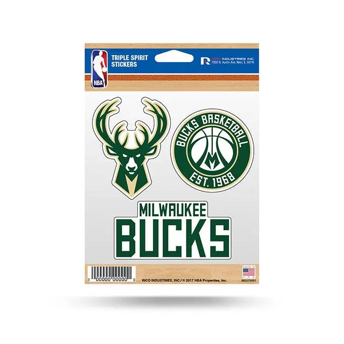 Rico Triple Spirit Milwaukee Bucks 3-Pack Sticker Set