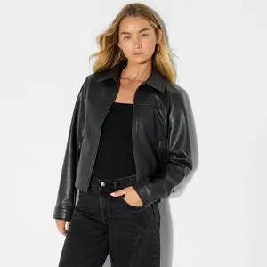 Women's Boxy Faux Leather Jacket - Wild Fable