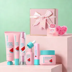 Quiyum Watermelon Niacinamide Skincare Set, Glow Kit, Essence, Eye Cream, Face Cream, Soap Sheets, Hand Cream, Lip Balm, Gift Box, Hydrating Soothing, Best Gift for Women & Girl