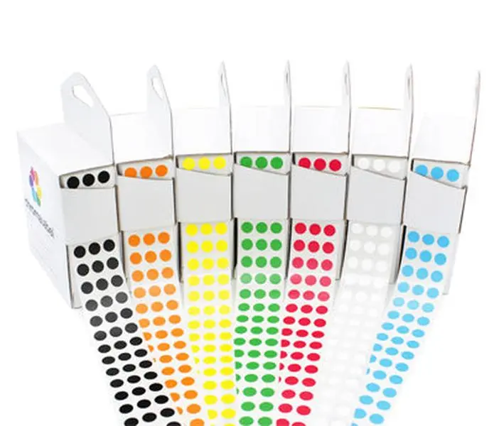 1/4" Permanent Round Color-Code Dot Variety Kit (Standard): 7,000/Kit