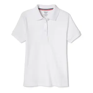 French Toast Girls Plus Short Sleeve Interlock Polo with Picot Collar