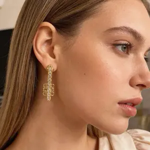 2026 TikTok Viral Trendy Gold Geometric Dangle Drop Earrings for Women Sparkling Cubic Zirconia Hypoallergenic Statement Fashion Jewelry for Daily Wear Party Wedding Date Night Office Bridal Shower Gift for Her Mom Girlfriend Sister Friend