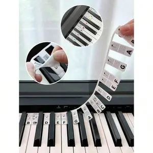 Removable Piano Keyboard Stickers, 61 Key Full Size Piano Keyboard Note Labels Reusable Piano Notes Guide for Beginner Comes (61-Keys Black)
