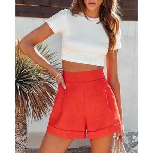Imily Bela Women Summer Wide Leg Shorts High Waisted Casual Bermuda Shorts Lightweight Workwear Shorts with Pocket