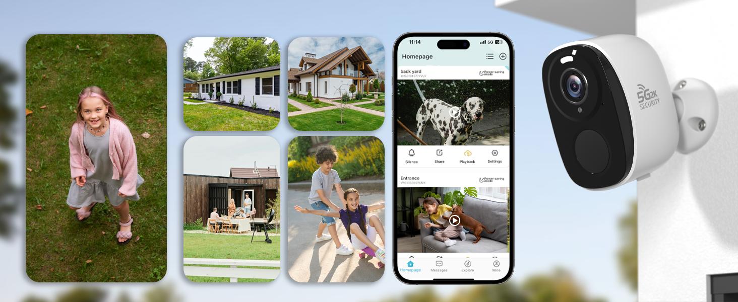 5G/2.4G Wi‑Fi outdoor wireless security camera, 2K outdoor wireless cameras for home security with AI detection, siren, color night vision, IP66 waterproof, two-way audio, works with Alexa and supports Matter (W1), 1 piece