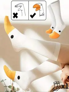 1Men's Over-The-Knee Chicken Claw Socks, Women's Knee-High Fun Socks, Cartoon Pattern, Aesthetic, Casual Style, Perfect for Holiday, Paw