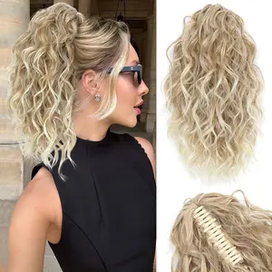 12 Inch Claw Clip Ponytail Extension Clip on Ponytails for Women Drawstring Curly Ponytail Wig Sythetic Hair Pieces