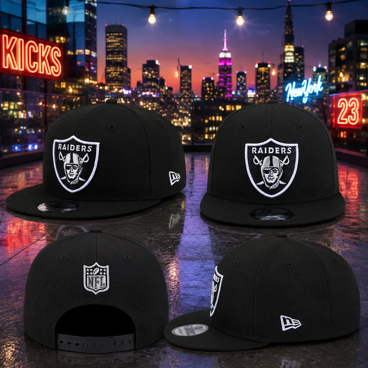 New Era Las Vegas Raiders 9FIFTY Snapback Hat – Black NFL Football Cap, Premium Embroidered Team Logo, Unisex Streetwear