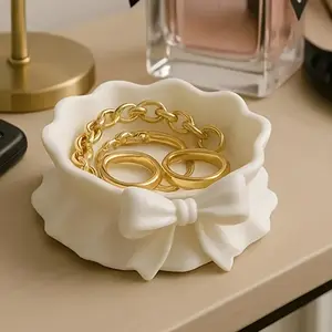 Cute Ruffled Bow Jewelry Tray, Home Decor, Desk Organizer, Office Supplies, Party Favors, Christmas Gifts, Birthday Presents