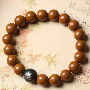 Natural Aromatic Bead Bracelet with Gardenia Scent, Traditional Aesthetic Buddhist Prayer Beads, Fragrance-infused Hand Chain