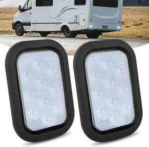 Nilight 5” X 3” Rectangular Trailer Tail Light 2 PCS White 10 LED Back Up Reverse Light w/Flush Mount Grommets Plugs IP67 Waterproof for 12V Truck ATV UTV Trailer Bus RV Camper