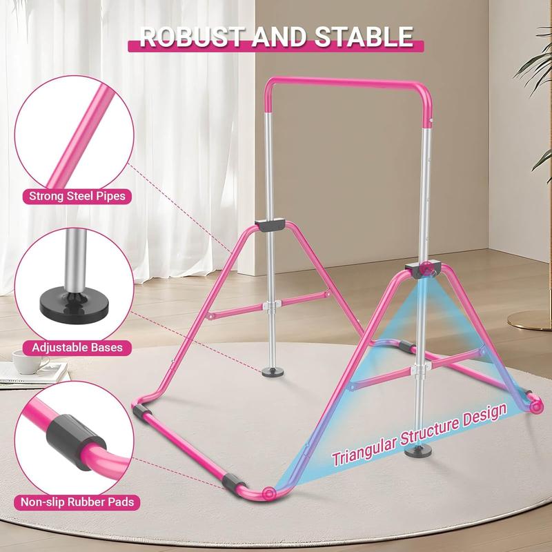 Foldable Gymnastics Bar, 5-Height Adjustable Gymnastic Bars for  at ,Robust &  for Indoor/Outdoor Using,Weight Limit 140LBS