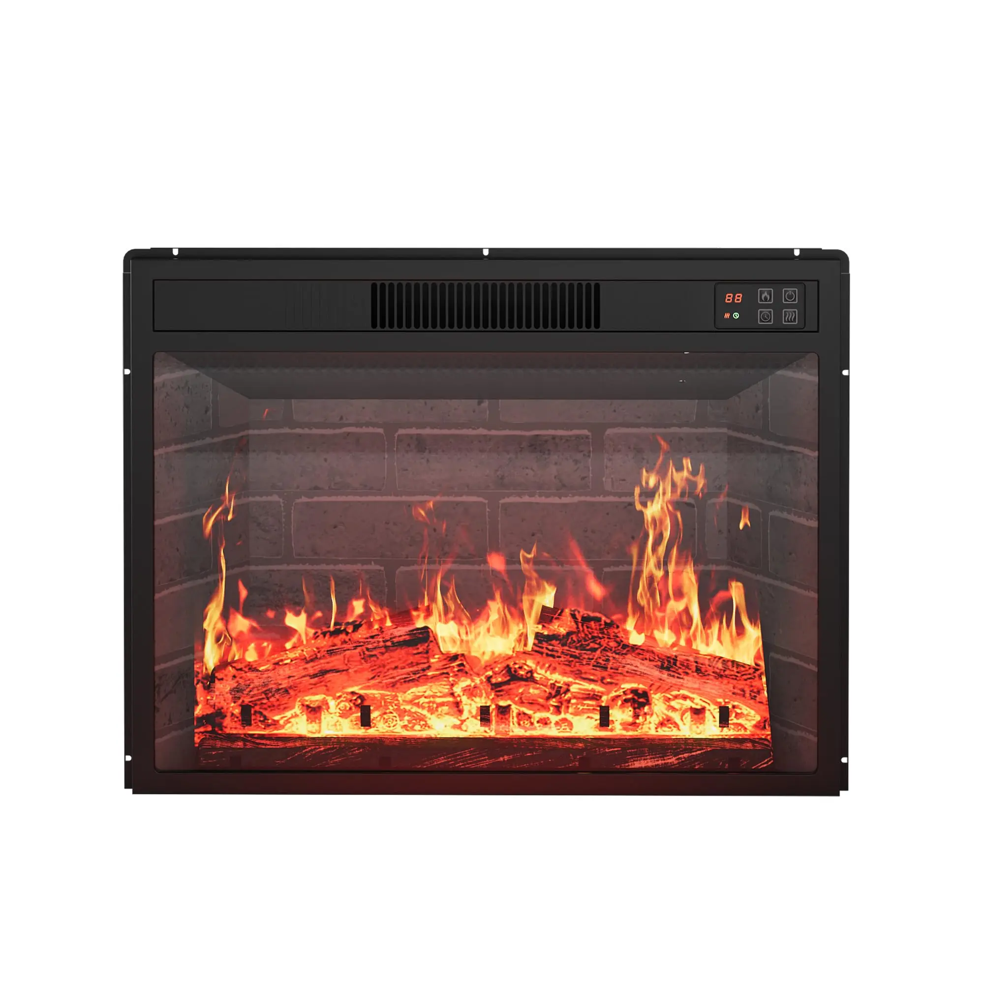 【Christmas Gift】23" Electric Fireplace Wall Mounted/Recessed with Remote Control, 4.2" Ultra-Thin Linear Fireplace Heater 750W/1500W with Timer, 12-Color Flames, Log & Crystal Options