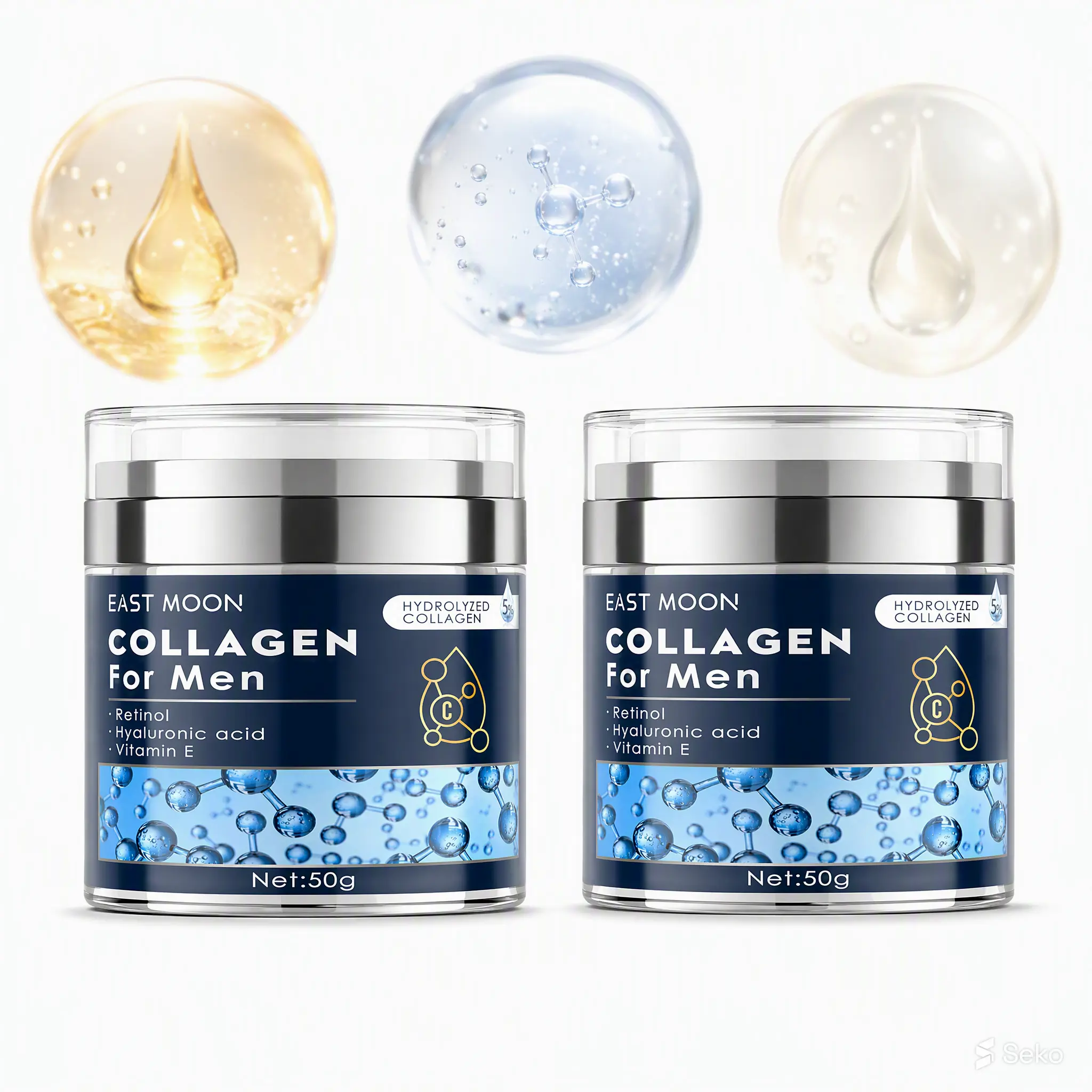 Men's Collagen Anti-Aging Retinol Cream - 50g Sensitive Skin Moisture Lotion, Firming Hyaluronic Acid Repair Moisturizer, Single Item for TikTok Shop Spring Glow-Up Daily Care