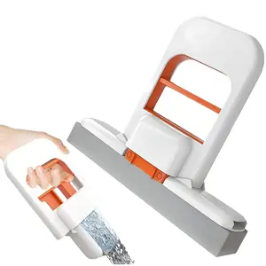 [pack of 2]Mini Mop,2025 New Upgrade Mini Portable Self-Squeezing Mop, Mini Mops for Small Spaces, Wet and DryUse Cleaning System Small Mops for Bathroom KitchensDesktop Glass (Orange + Sponge*2)