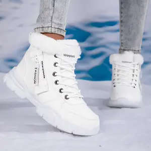 Men's & Women's Heavy-Duty High Quality Winter Hiking Boots with Thick Sole, Anti-Slip Traction - Round-Toe Off-Road Snow Boots, Wide-Fit Barefoot Trekking Shoes for Ice, Snow & Mountain (White) - Durable Outdoor Footwear