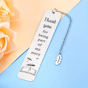 Stainless Steel Bookmark, 1 Count Creative Letter Pattern Bookmark with Chain, Book Mark for Home School Office, Gift for Holiday & Birthday