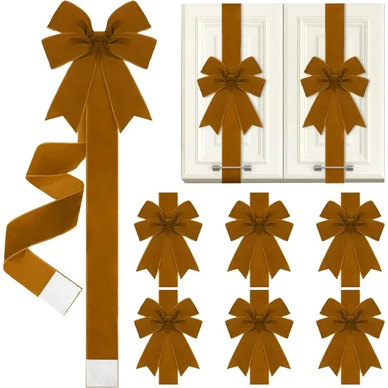 2025 Trending Christmas Cabinet Bows - Soft Velvet Ribbons for Festive Home & Party # HolidayDecor