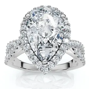 Certified 3Ct Pear Shape Diamond Engagement Ring 14k Gold or Platinum Lab Grown