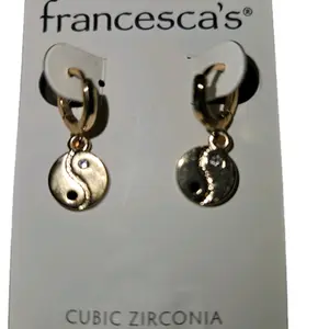 New Yin and Yang Earrings with Cubic Zirconia Jewel