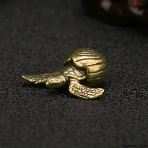 Brass Turtle Figurine Vintage Aged Style Miniature Metal Craft Adorable Tea Pet Ornament For Table And Home Decor Auspicious Symbolic Design Ideal For Daily Display And Thoughtful Gifting Purposes
