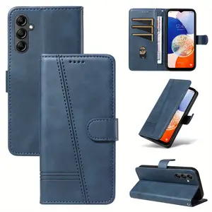 Series Magnetic Flip Cover with T-Type Line PU Leather Anti-Drop Stand | Includes Lanyard Hole & Reverse Charging Support | Compatible with A04S/A05S/A06/A13/A14/A15/A16/A24/A26/A34/A35/A52/A53/A54/A55 and More