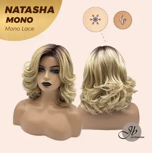 JBEXTENSION NATASHA MONO Monofilament Handmade Wig 6X5 Full Monofilament Hand Tied Top Wig 12 Inches Honey Blonde Mono Lace Wig Glueless BS Wig NATASHA MONO【BENDY EAR TABS】