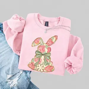 Easter Bunny Sweatshirt for Women, Cute Rabbit Spring Design, Cozy Holiday Outfit - EVA RAMOS