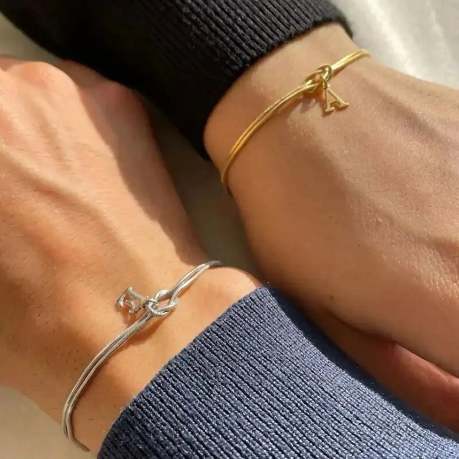 Creative stainless steel 26 letter pendant bracelet Valentine's Day knot snake chain hand-knotted herringbone bracelet titanium steel jewelry