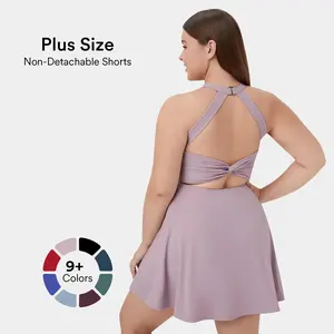 Halara Backless Cut Out Twisted Side Pocket 2-in-1 Plus Size Barre Ballet Dance Dress