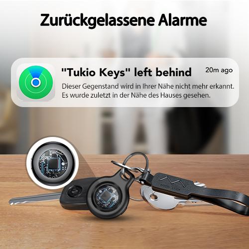 Summervibes Air Tags 4er Pack Schwarz, Smart Key Finder Kompatibel mit Apple Wo ist? APP (iOS NUR), Airtag für Schlüssel/Taschen, Koffer-Tracker mit Austauschbarer Batterien, Kleine Elektronik Tracker