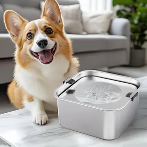 No Spill Slow Feeder Dog Water Bowl 3L Stainless Steel Anti Splash Pet Drinking Water Bowl with Floating Disk for Large Medium Breed Dogs