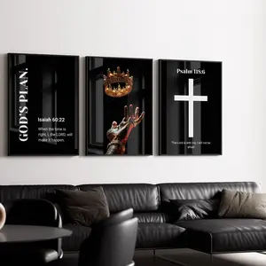 Set of 3  Unframed Black Exellence Wall Art; Bible Verse Prints